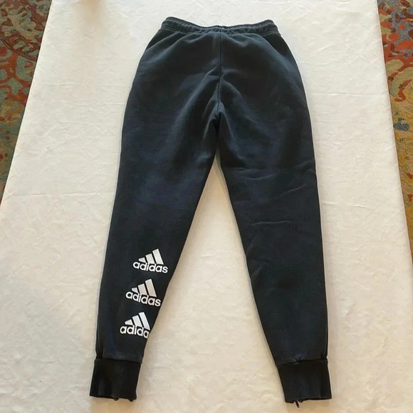 Adidas STACKED LOGO FLEECE PANTS joggers sweats sweatpants black XS EUC - Picture 6 of 6